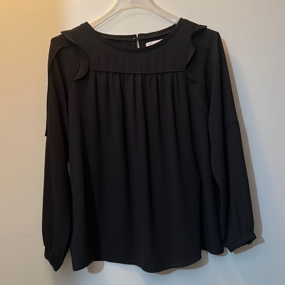 Loft, size small, petite, long sleeve, black blouse